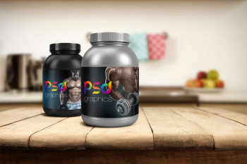 Protein Jar Packaging Mockup Free PSD Graphics