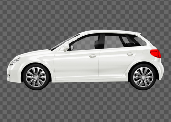 Side view of a white hatchback in 3D - Car PNG