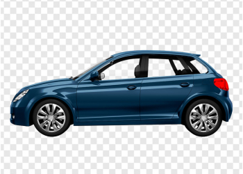 Side view of a blue hatchback in 3D - Car PNG