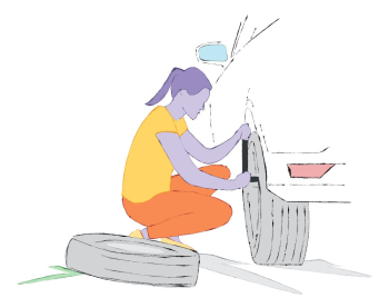 A woman repairing the car - SVG format
