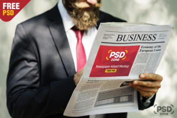 Newspaper Advertisement Mockup Free PSD