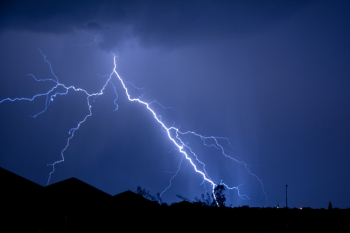 Cloud to Ground forked Lightning Strike