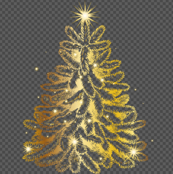 Transparent Golden Christmas Tree