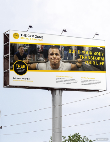 Free Gym BillBoard Banner Template - AI + PSD