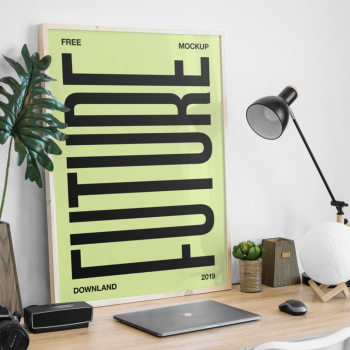Picture Frame on Desk Mockup - PSD template
