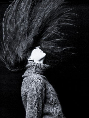 Girl, Long, Hair, Black, And, White