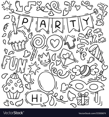 0015 hand drawn party doodle happy birthday