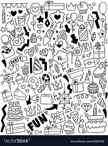 0055 hand drawn party doodle happy birthday