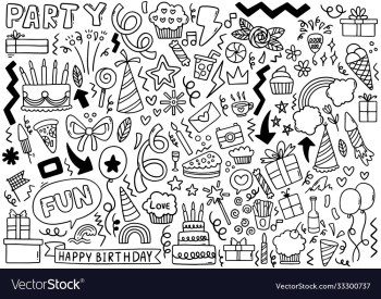 0074 hand drawn party doodle happy birthday