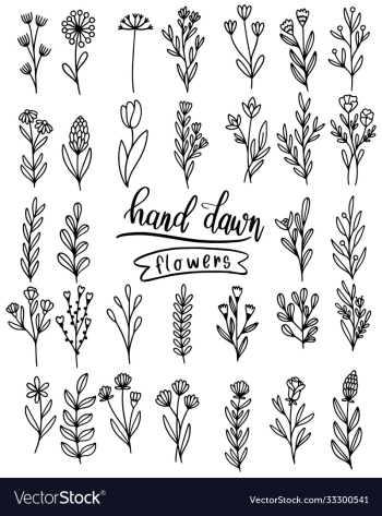 0108 hand drawn flowers doodle