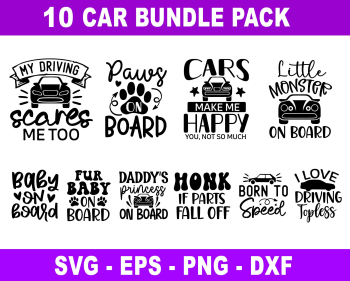 10 car bundle pack SVG