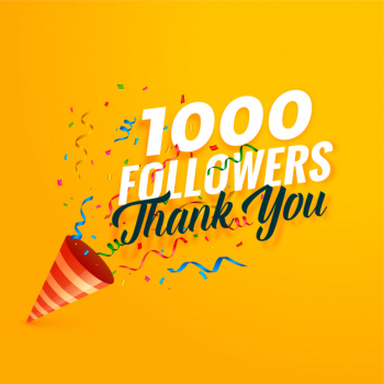 1000 followers thank you background with confetti Free Vector