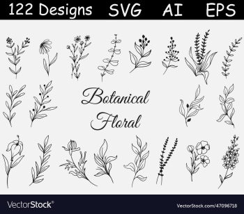 122 botanical bundle floral leaves