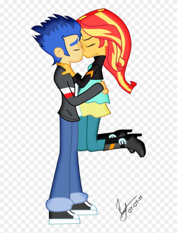 #1481282 - Equestria Girl Flash Sentry Kiss Sunset Shimmer