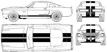 1967 Shelby GT500 Eleanor Coupe blueprints free - Outlines