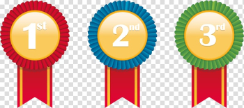 1st, 2nd, and 3rd ribbon , Medal Prize Icon, Prizes transparent background PNG clipart