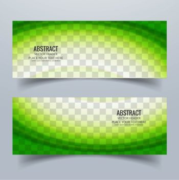 2 banners with green wavy shapes 2 banners with green wavy shapes