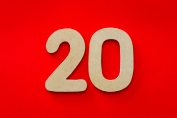 20 Number on Red Background 20 Number on Red Background