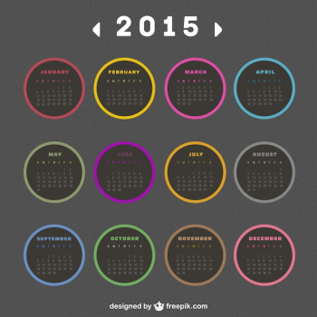 2015 Calendar with round labels 2015 Calendar with round labels