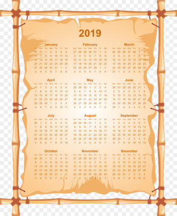 2019 calendar full page with bamboo frame.png - 2019 calendar 