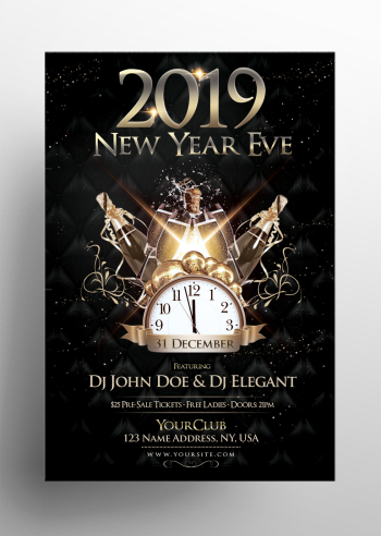 2019 NYE Eve – Black & Gold Free PSD Flyer Template 2019 NYE Eve – Black & Gold Free PSD Flyer Template