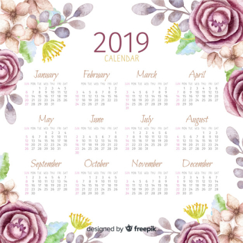 2019 Watercolor Floral Calendar 2019 Watercolor Floral Calendar