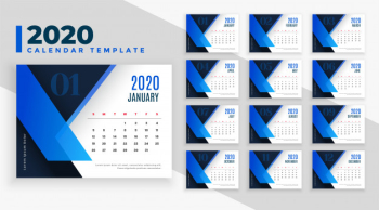 2020 business style calendar template in blue theme Free Vector 2020 business style calendar template in blue theme Free Vector