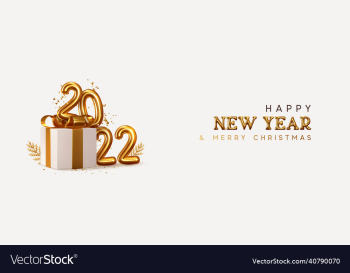 2022 happy new year realistic gift box golden 2022 happy new year realistic gift box golden