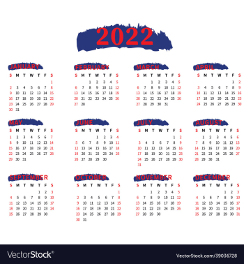 2022 one page calendar isolated on white backgroun 2022 one page calendar isolated on white backgroun