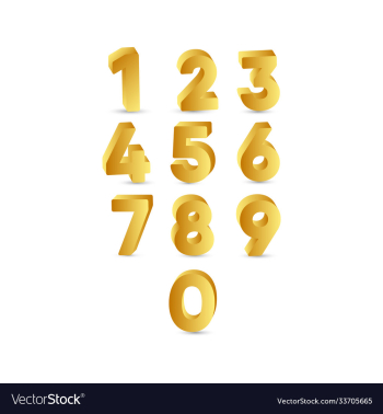 3 d number gold label template design