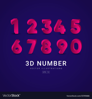 3 d number label template design