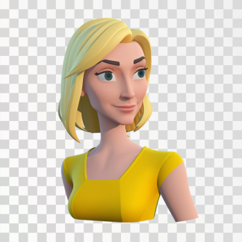 3D avatar blonde woman PNG transparent