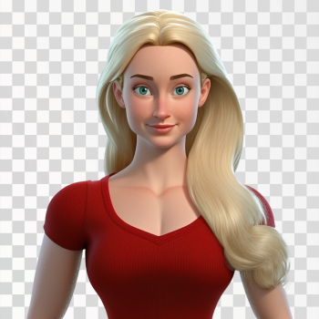 3D avatar blonde woman PNG transparent