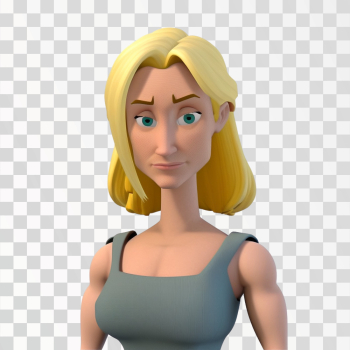 3D avatar blonde woman PNG transparent