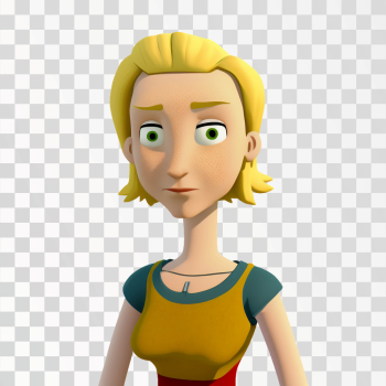 3D avatar blonde woman PNG transparent