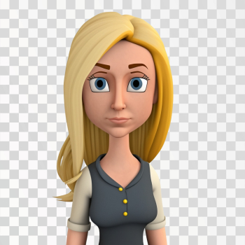 3D avatar blonde woman PNG transparent