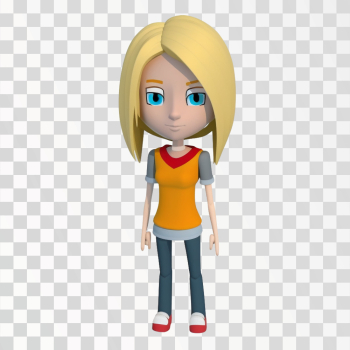 3D avatar blonde woman PNG transparent