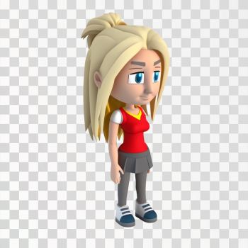 3D avatar blonde woman PNG transparent