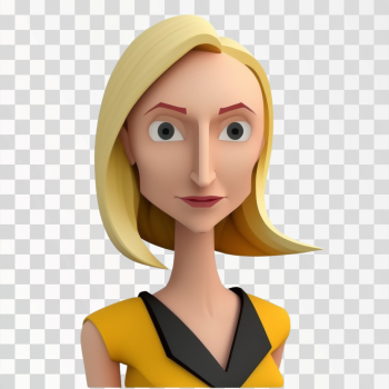 3D avatar blonde woman PNG transparent