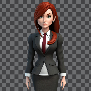 3D avatar of a business lady PNG transparent