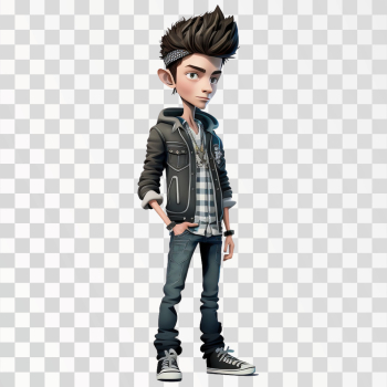 3D avatar of a fashion boy, PNG transparent