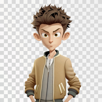 3D avatar of a fashion boy, PNG transparent