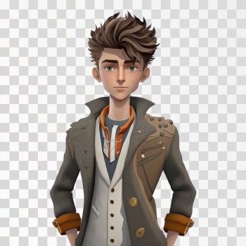 3D avatar of a fashion boy, PNG transparent