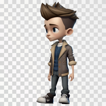 3D avatar of a fashion boy, PNG transparent