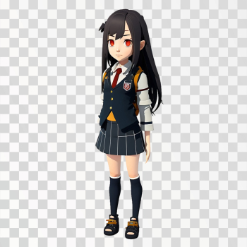 3D avatar of a school girl, PNG transparent 3D avatar of a school girl, PNG transparent