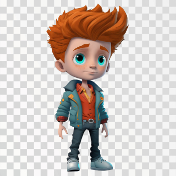 3D avatar of an art boy PNG transparent