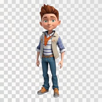 3D avatar of an art boy PNG transparent