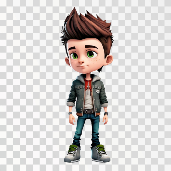 3D avatar of an art boy PNG transparent