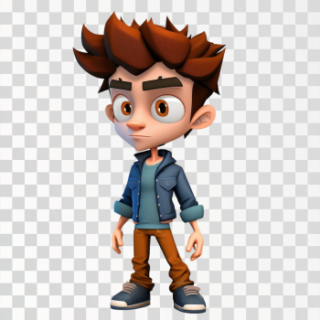 3D avatar of an art boy PNG transparent