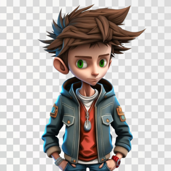 3D avatar of an art boy PNG transparent